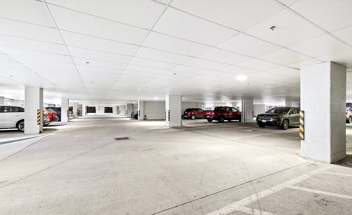The podium parking garage under Charlotte Square