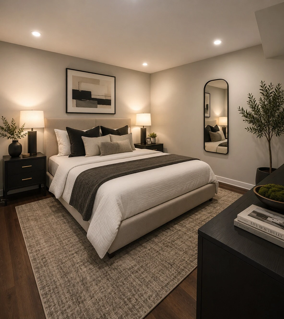 Three Bedroom residence at Charlotte Square — the room is real, the furniture was added digitally